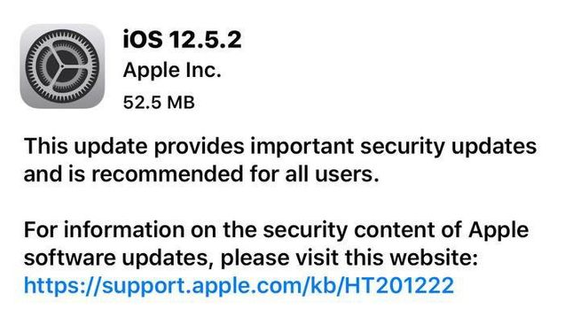 遵义苹果手机维修分享iOS12.5.2发布，建议所有老苹果用户安装 